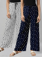 Grey/Navy Blue Women's Cotton Pyjama Set - 2 Piece Pack, Heart-printed for stylish comfort